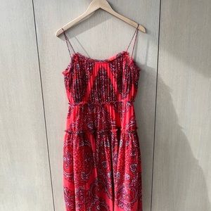 Banana Republic Pink and Red Paisley Ruffle Balletcore Dress NWOT